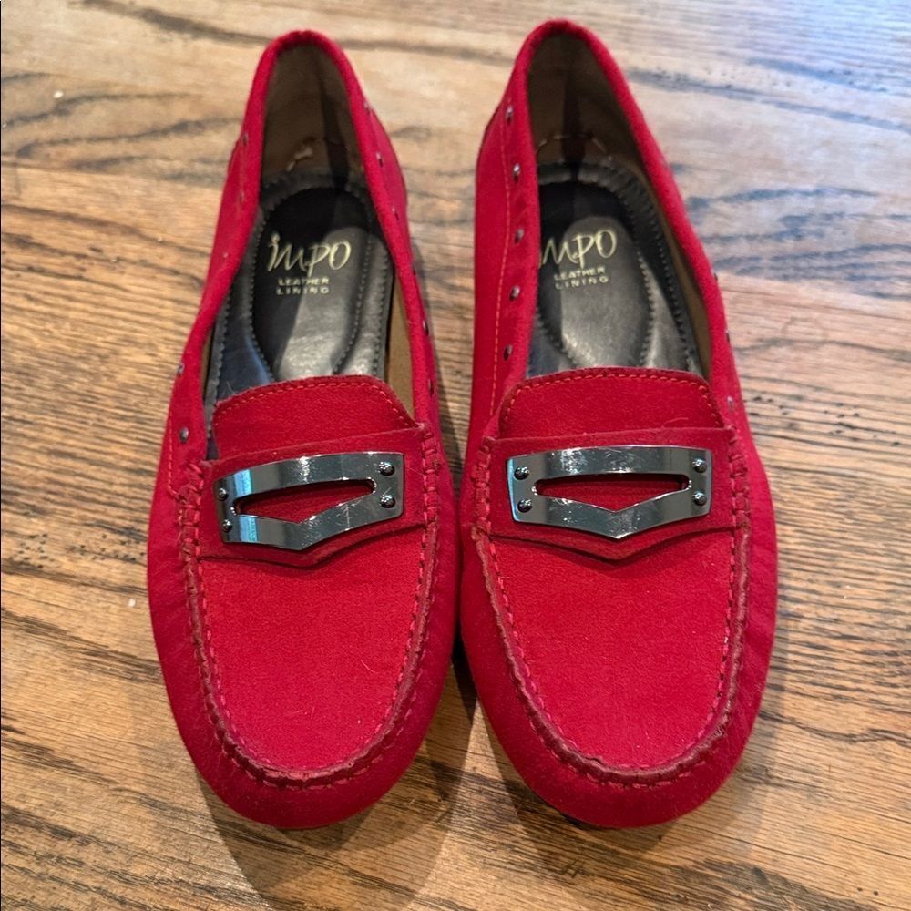 Impo Scarlet Red Studded Driving Loafers
